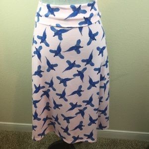 Lularoe Azure Skirt Pink With Birds